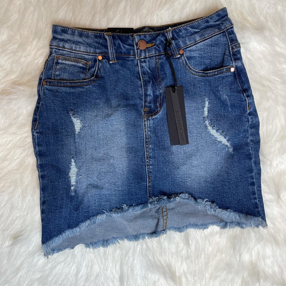 Small denim high waist mini pencil skirt